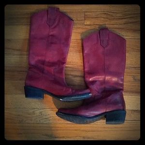 Red cowboy boots.